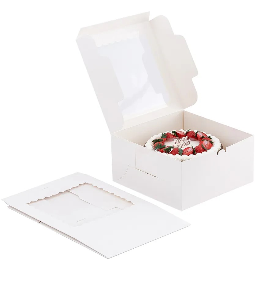 Custom White Kraft Paper Bakery Boxes with Window - Image 3